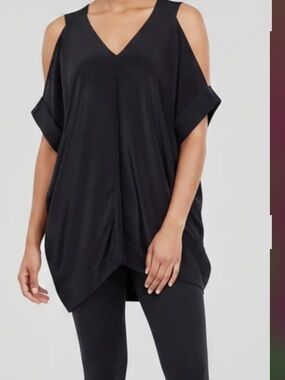 Roland Mouret Black V-Neck Draped Sleeveless Tunic
